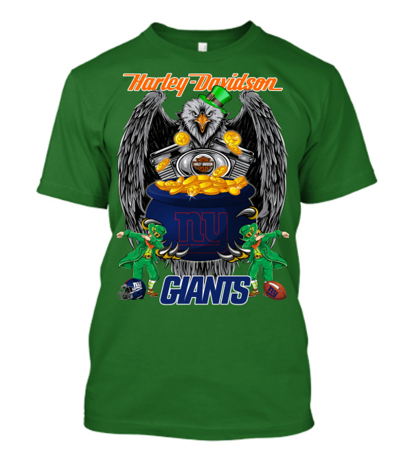 Harley Davidson Eagles And Leprechauns New York Giants Nfl Football T-Shirt