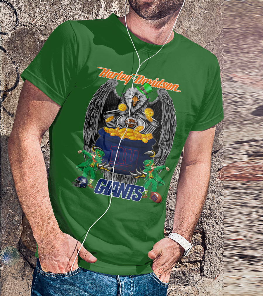 Harley Davidson Eagles And Leprechauns New York Giants Nfl Football T-Shirt