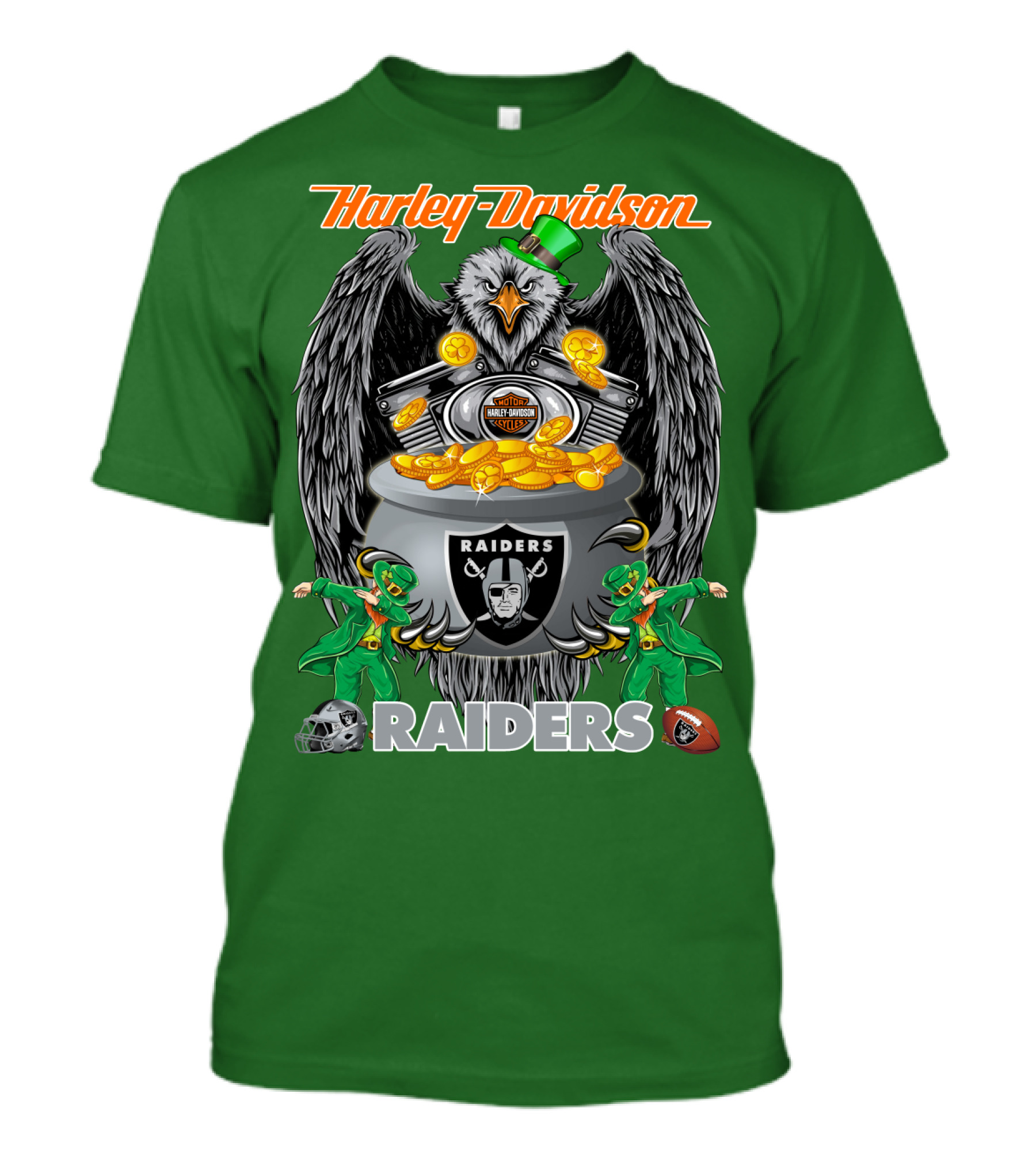 Harley Davidson Raiders Nfl Oakland Raiders Eagle Pot Of Gold T-Shirt