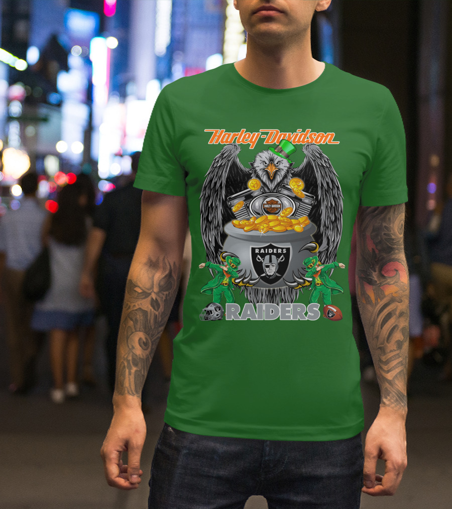 Harley Davidson Raiders Nfl Oakland Raiders Eagle Pot Of Gold T-Shirt