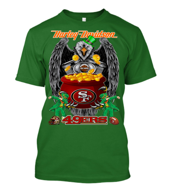 Harley Davidson San Francisco 49ers Nfl 49ers Leprechaun Pot Of Gold T-Shirt