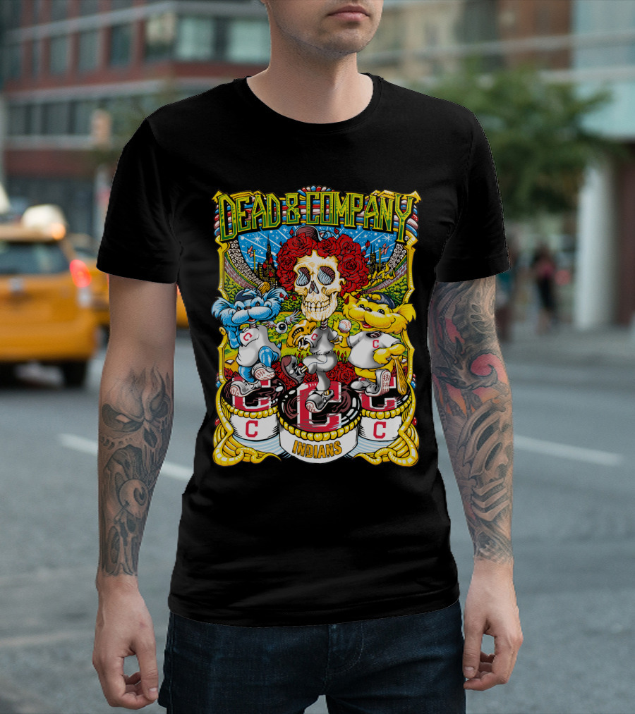 Dead & Company Mlb Cleveland Indians Skulls And Mascots T-Shirt
