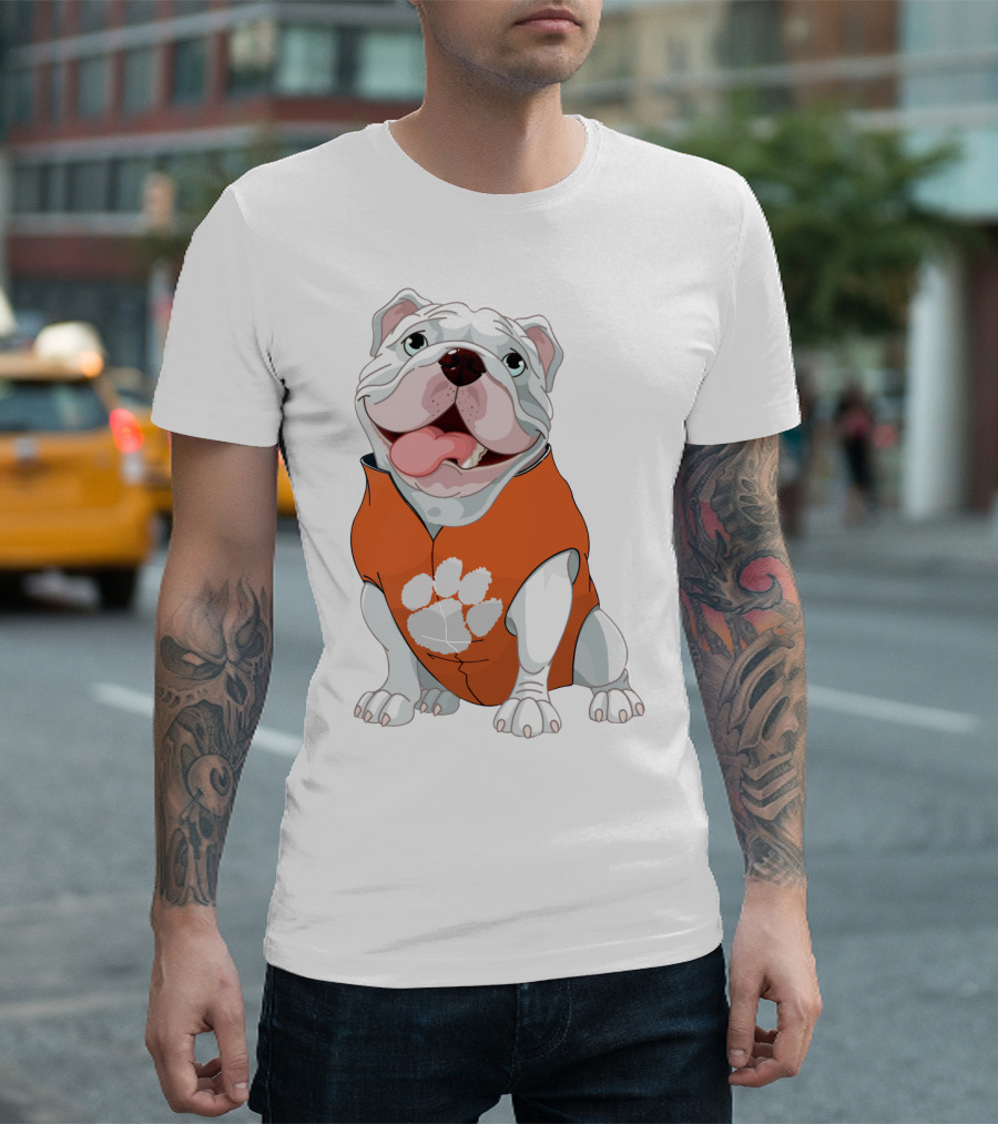 Clemson Tigers Bulldog In Orange Paw T-Shirt