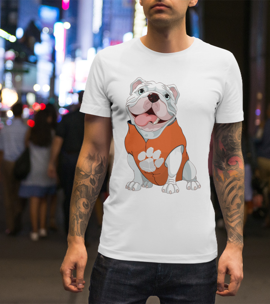 Clemson Tigers Bulldog In Orange Paw T-Shirt
