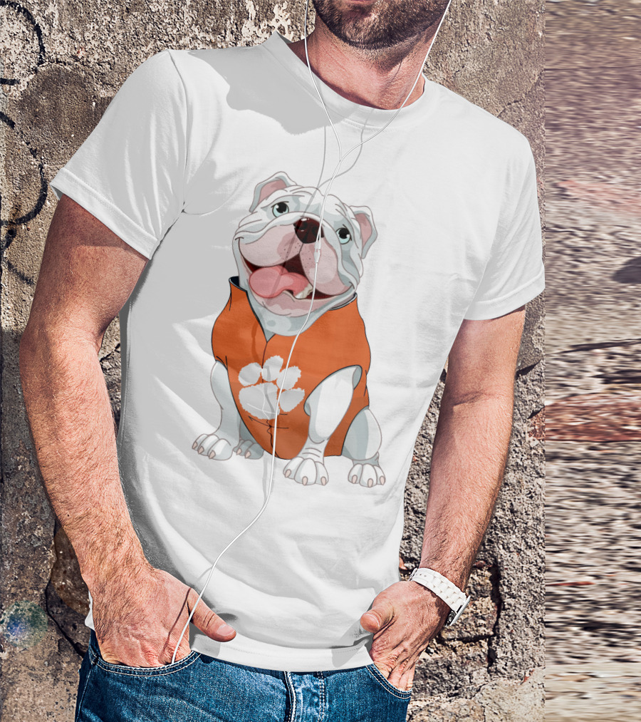 Clemson Tigers Bulldog In Orange Paw T-Shirt