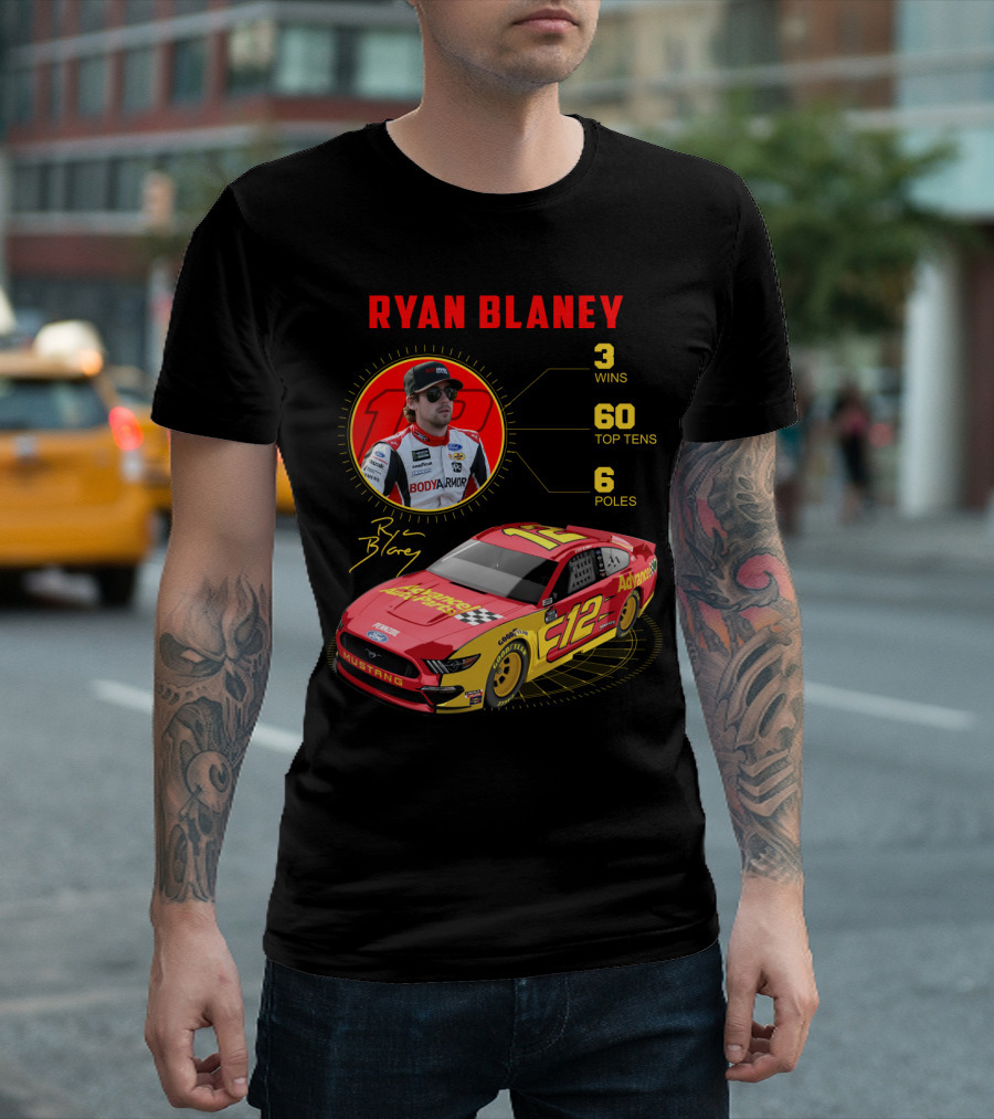 Ryan Blaney 3 Wins 60 Top Tens 6 Poles Mustang T-Shirt