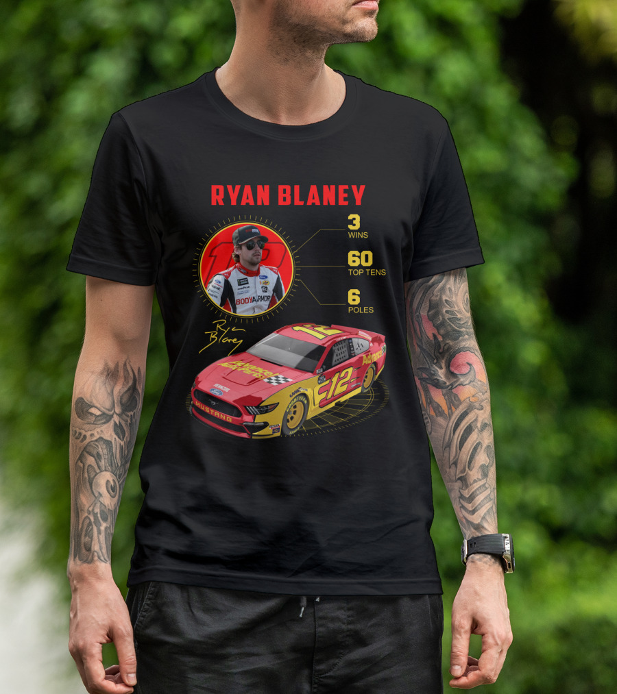 Ryan Blaney 3 Wins 60 Top Tens 6 Poles Mustang T-Shirt
