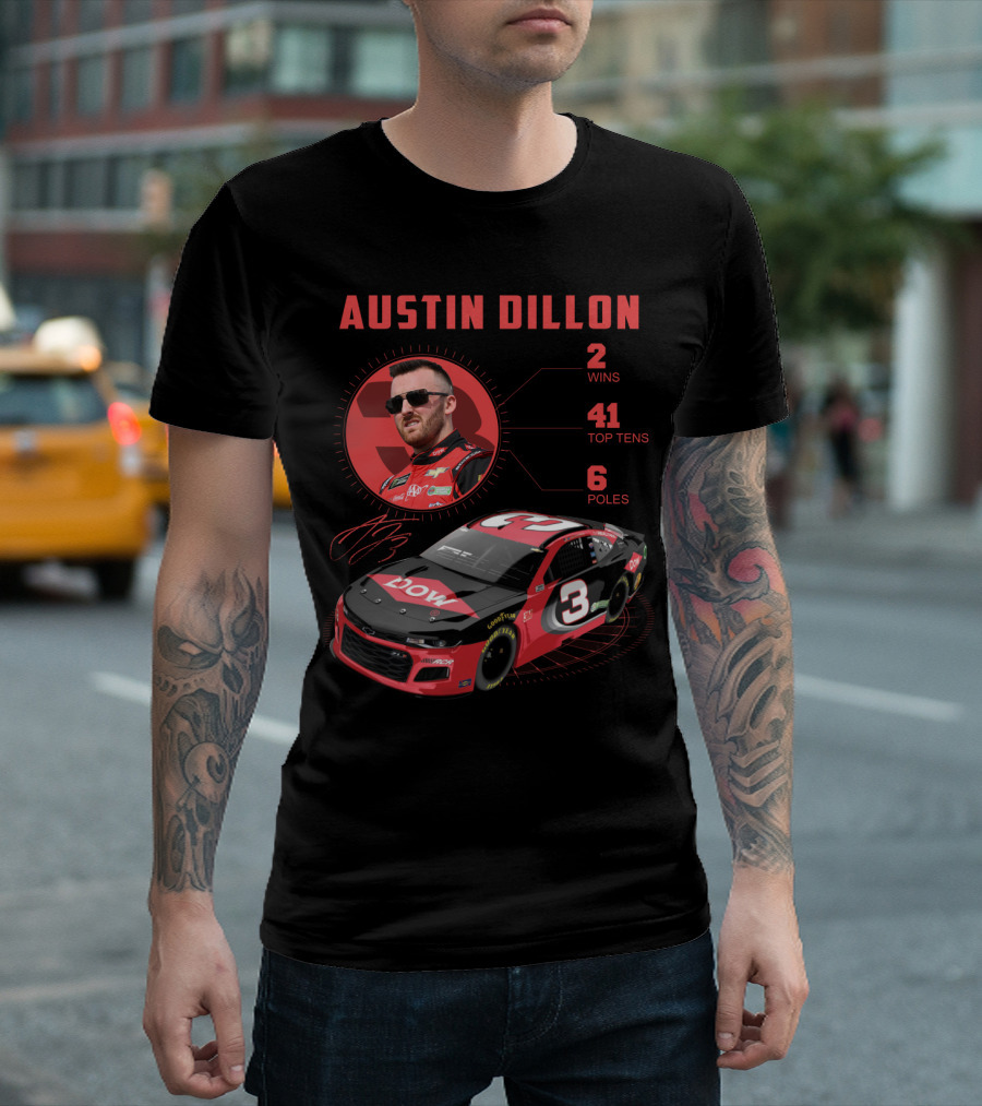 Austin Dillon Nascar Profile 2 Wins 41 Top Tens 6 Poles T-Shirt