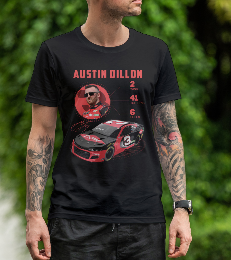 Austin Dillon Nascar Profile 2 Wins 41 Top Tens 6 Poles T-Shirt