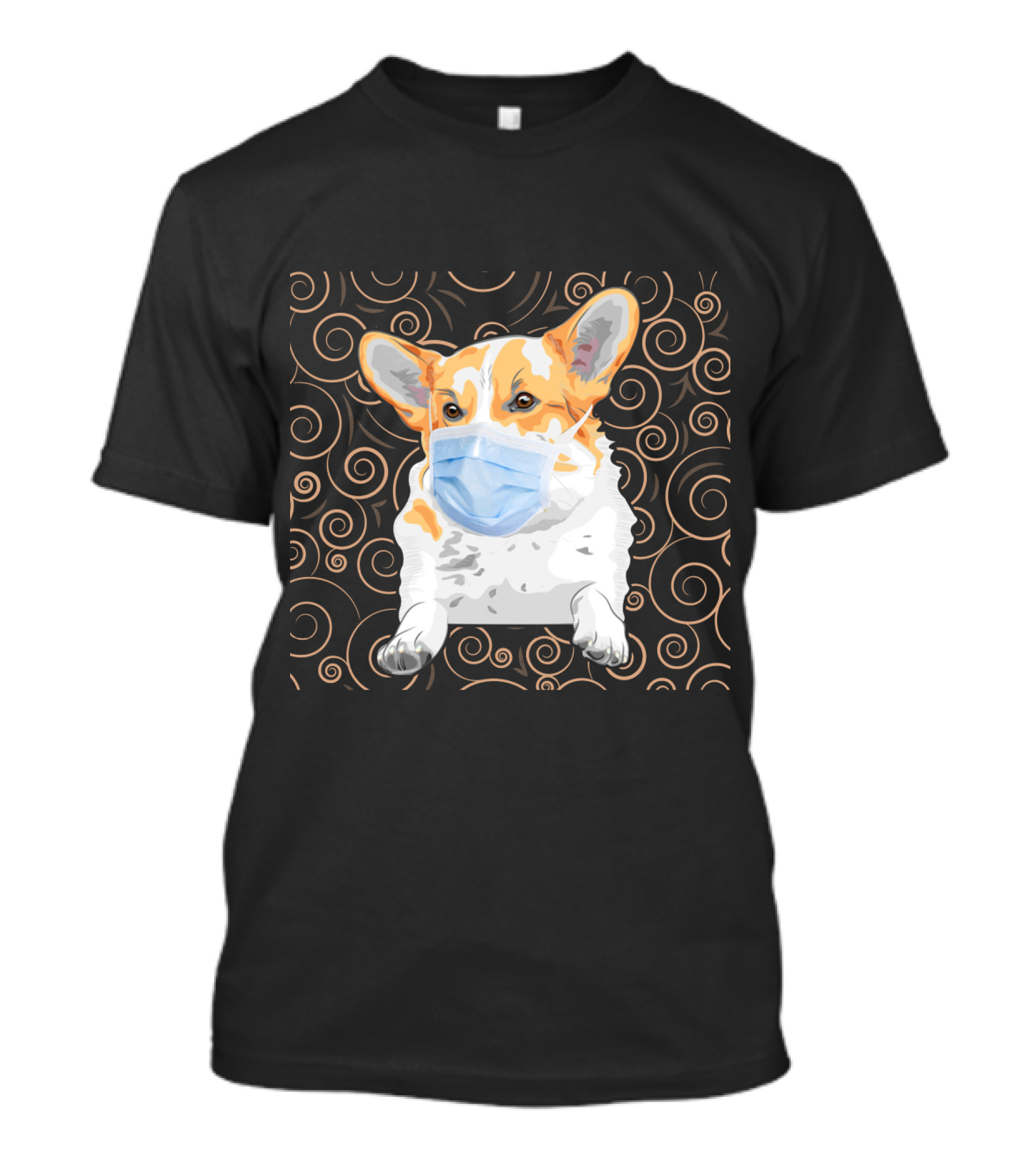 Corgi Wearing Mask With Swirl Pattern Background 81 T-Shirt