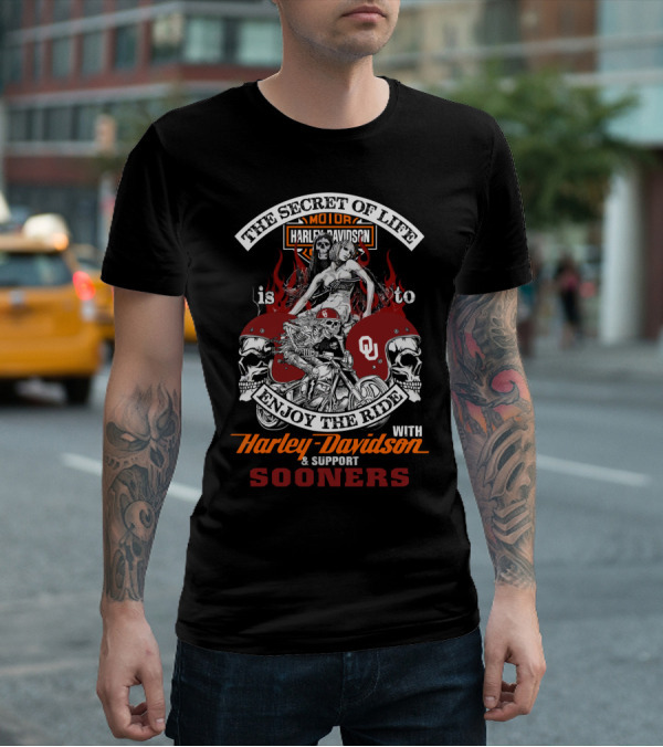 Harley Davidson Motorcycles Support Sooners Enjoy The Ride T-Shirt