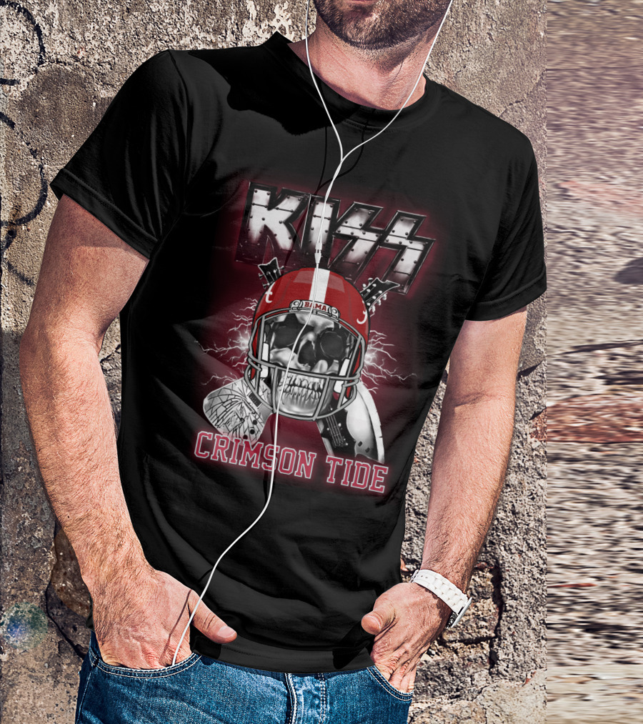 Kiss Bama Crimson Tide Football Skull Helmet T-Shirt