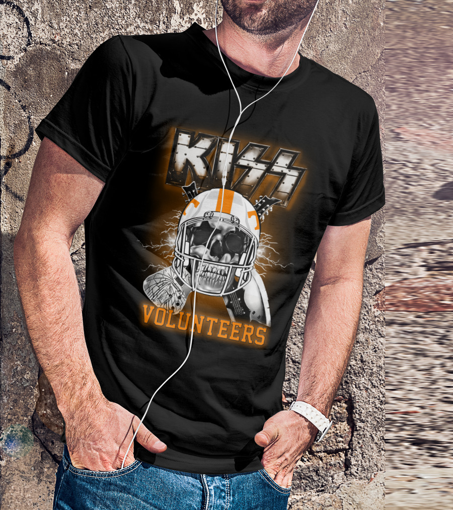 Kiss Volunteers Skull Helmet Ncaa Football Theme T-Shirt