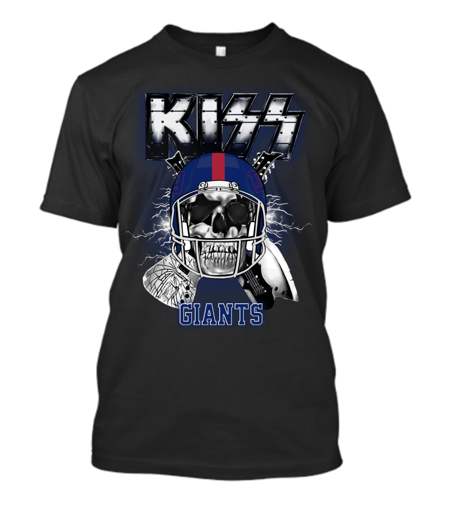 Kiss Giants Skull Helmet Nyg 95 Lightning T-Shirt