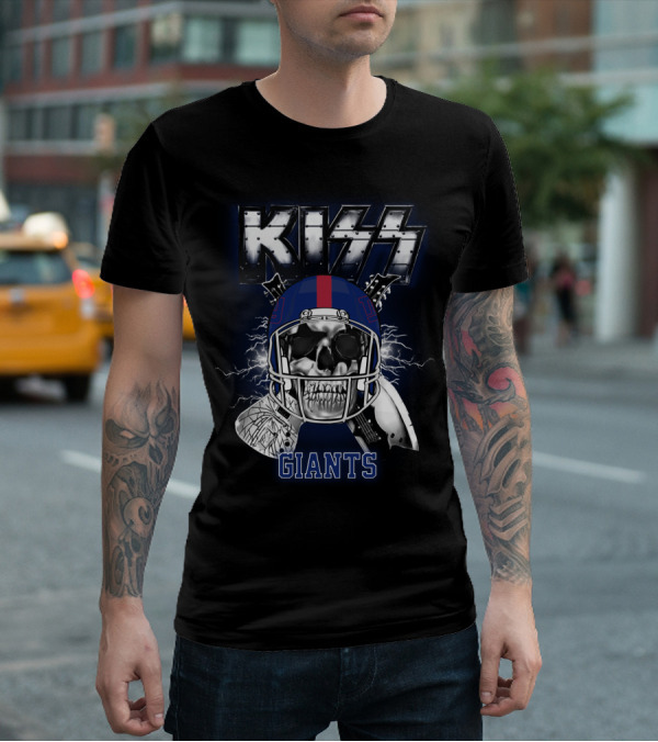 Kiss Giants Skull Helmet Nyg 95 Lightning T-Shirt