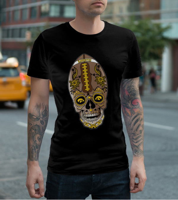 Hawkeyes Football Sugar Skull T-Shirt