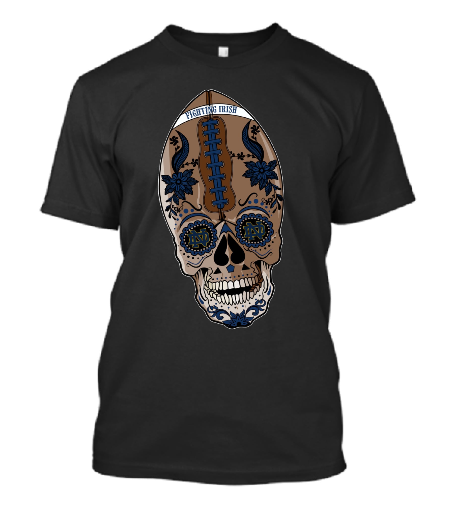 Ndfi Fighting Irish Skull Football T-Shirt