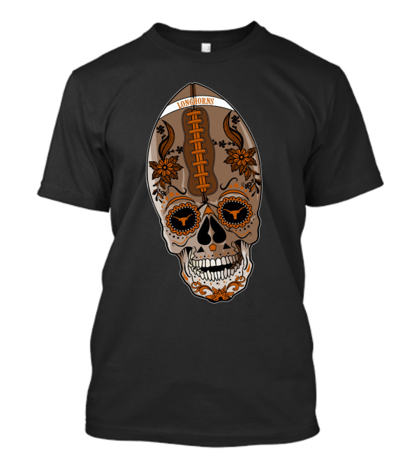 Longhorns Sugar Skull Football Floral T-Shirt