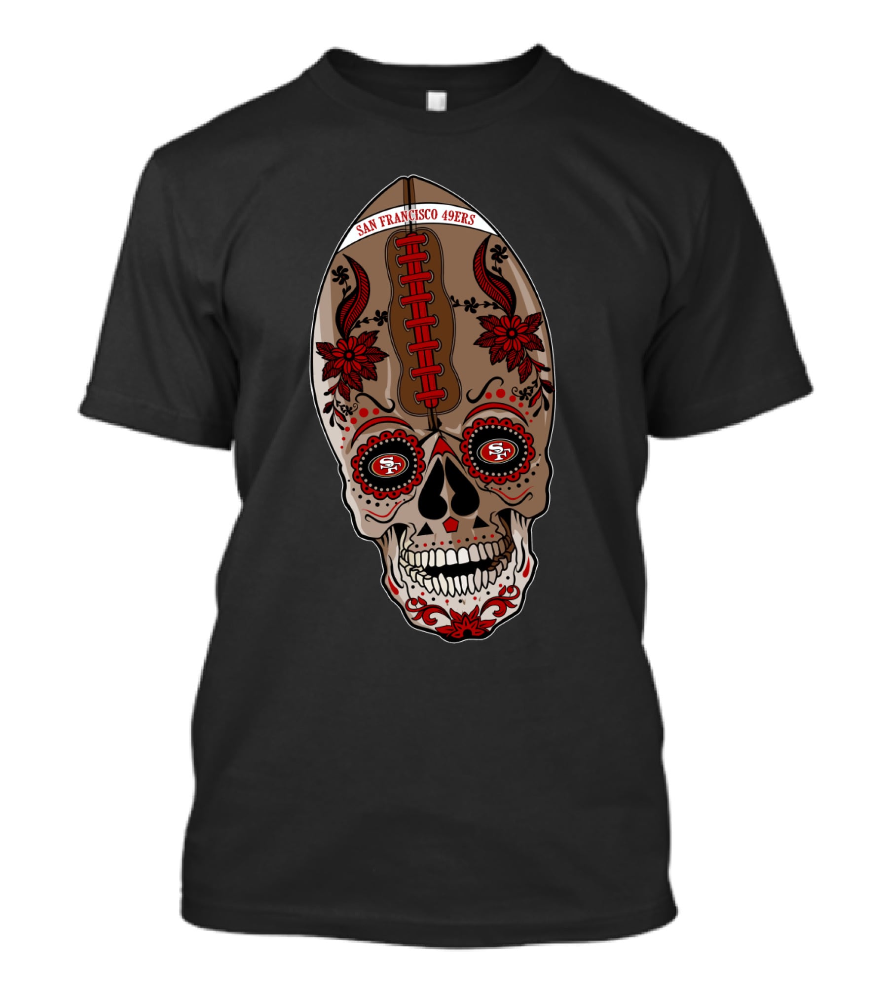 San Francisco 49ers Sugar Skull Football T-Shirt