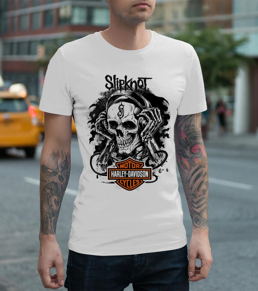 Slipknot Harley Davidson Cycles Skull T-Shirt
