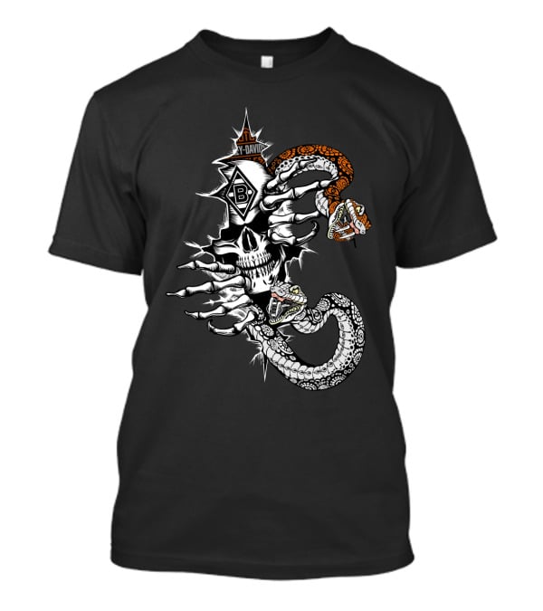 Bm Skull With Snakes And Y-David B Symbol T-Shirt