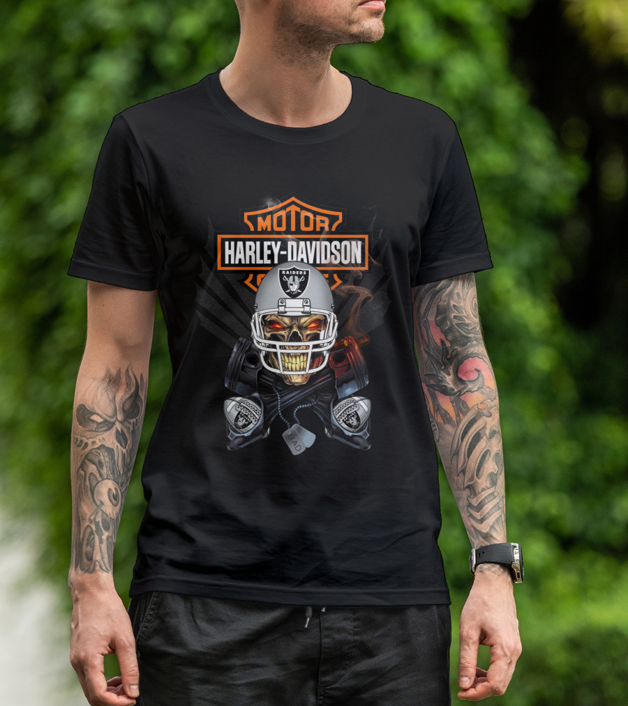 Harley Davidson Motor Raiders 106 Nfl Or T-Shirt