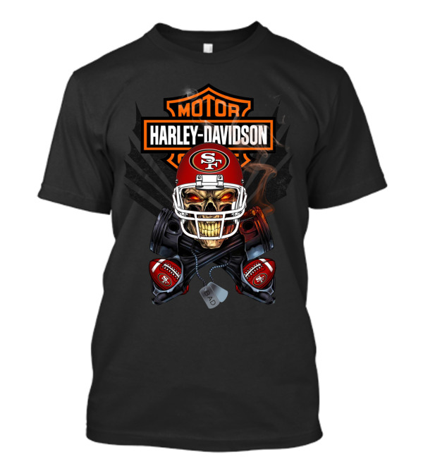 Harley Davidson Sf49 Football Skull Nfl Motor Art T-Shirt
