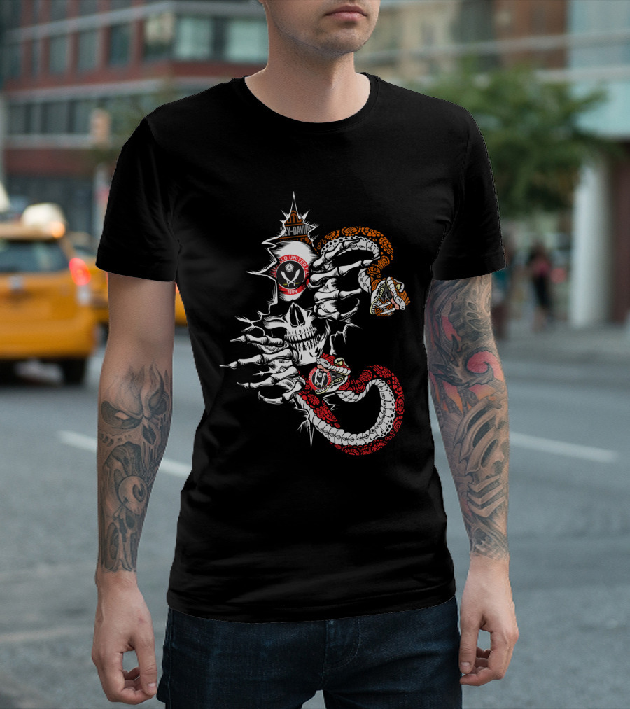 Harley Davidson J&D United Mc 1956 Skull And Serpents T-Shirt