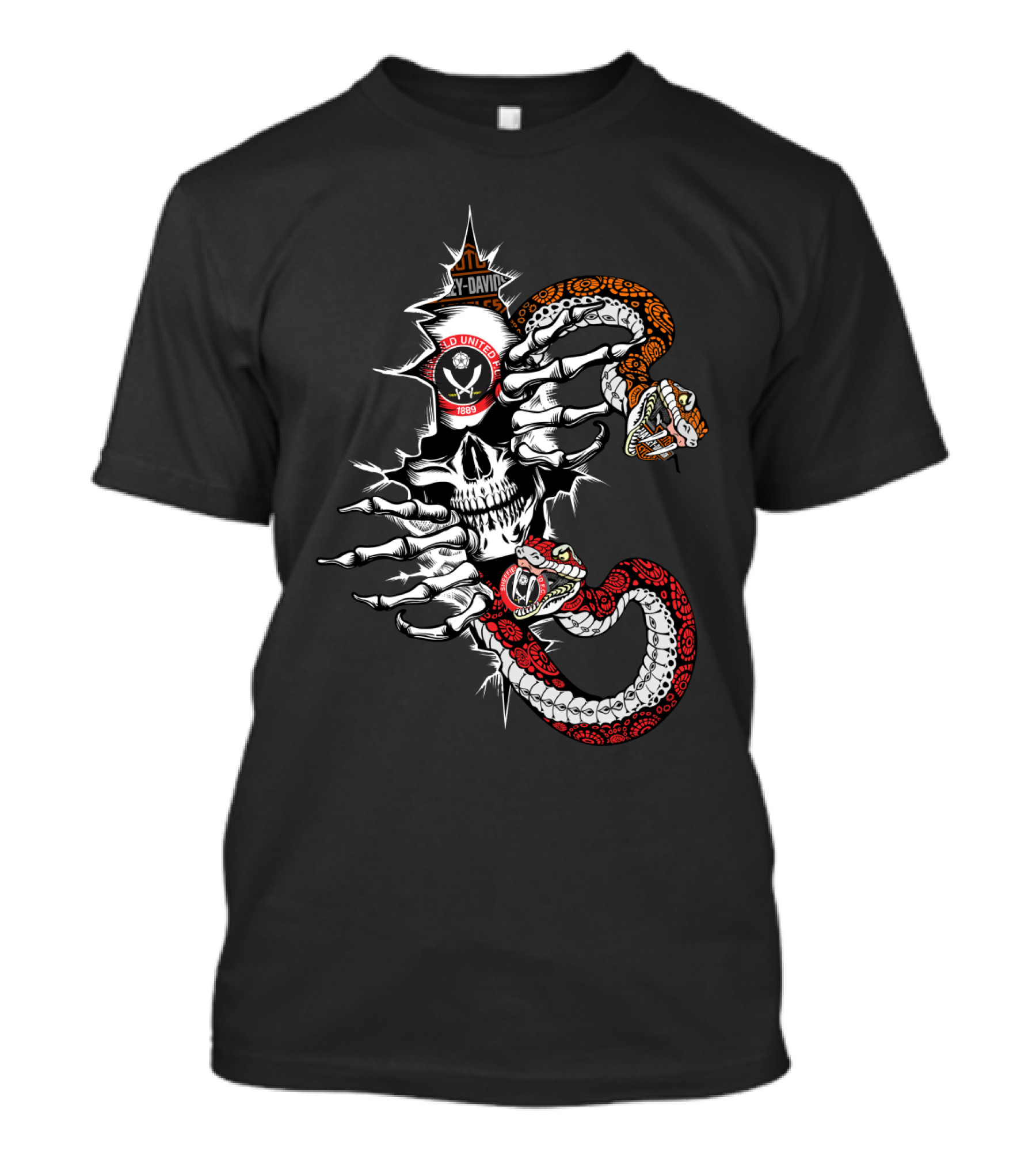 Harley Davidson Grim Reaper Bandidos United Skull Snake 1% Tattoos T-Shirt