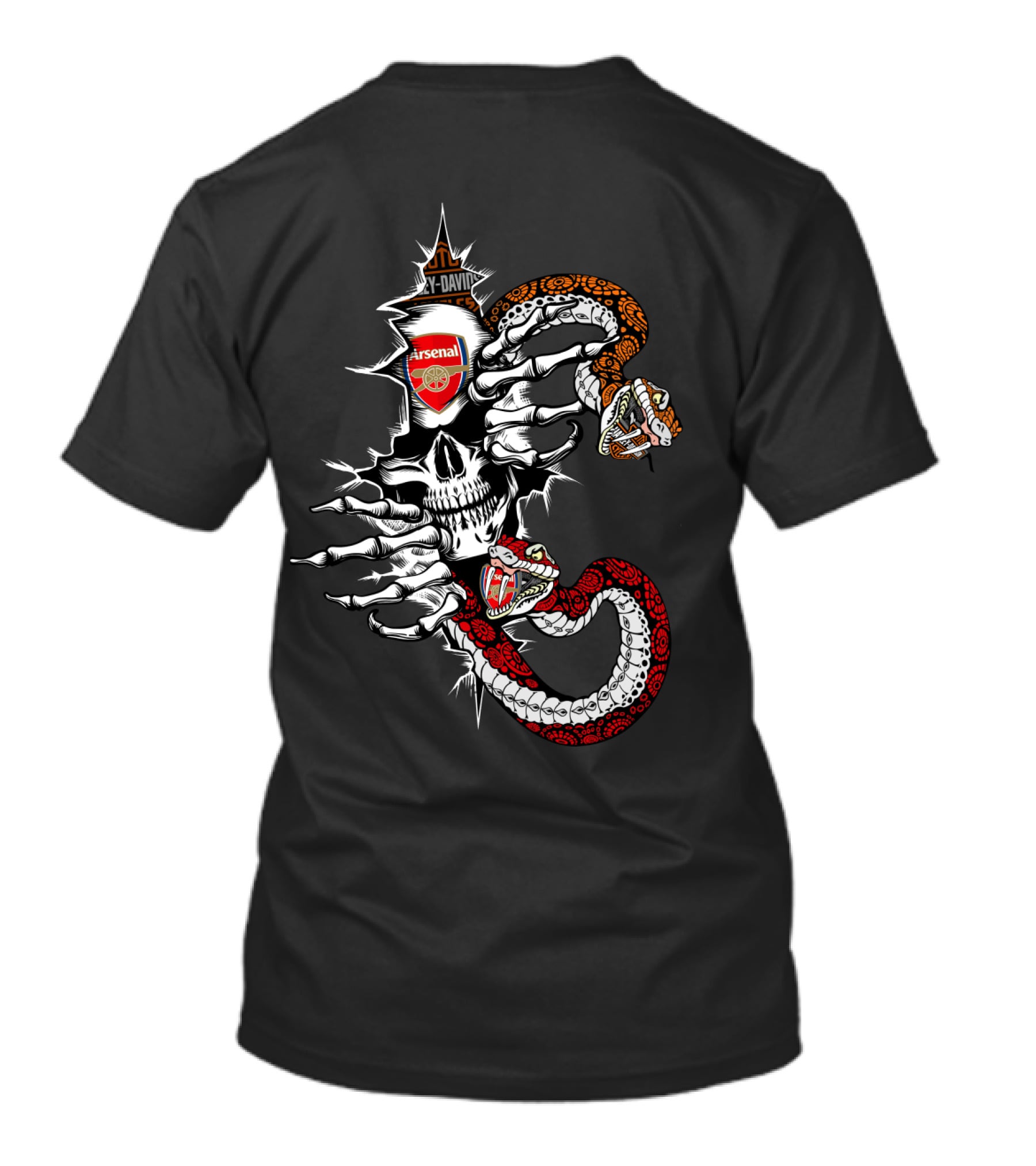 Arsenal Harley Davidson Skull And Snakes T-Shirt