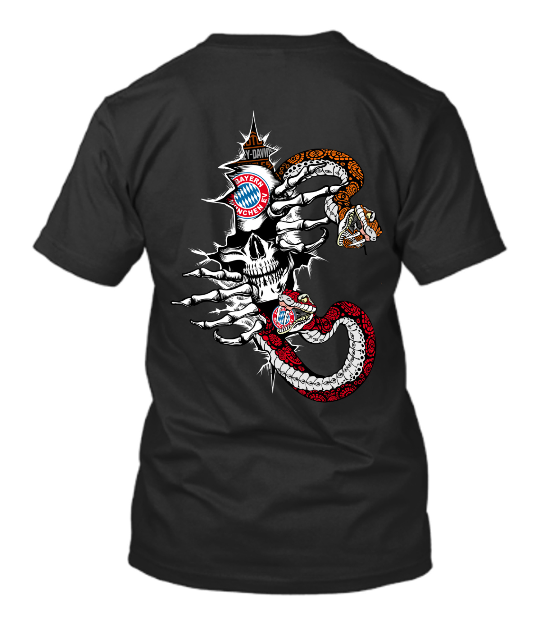 Fc Bayern München Skull And Snakes 107 Fcbm T-Shirt