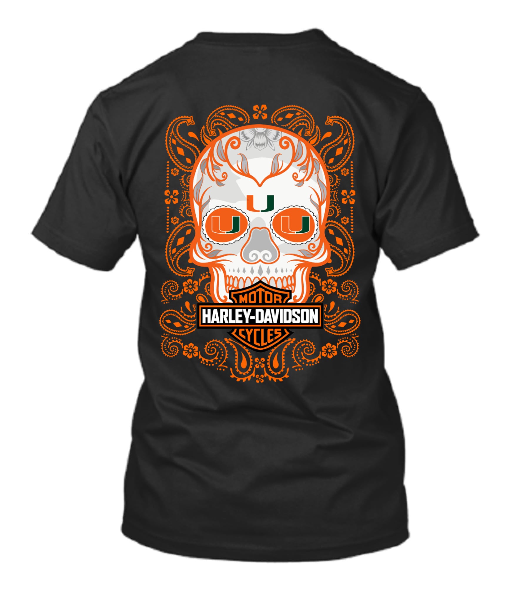 Harley Davidson Motor Cycles Miami Hurricanes U Skull T-Shirt