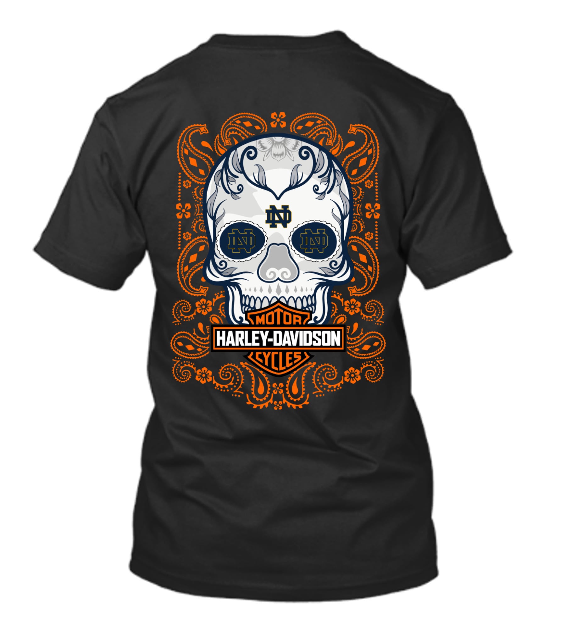 Ncaa Notre Dame Fighting Irish Harley Davidson Skull T-Shirt