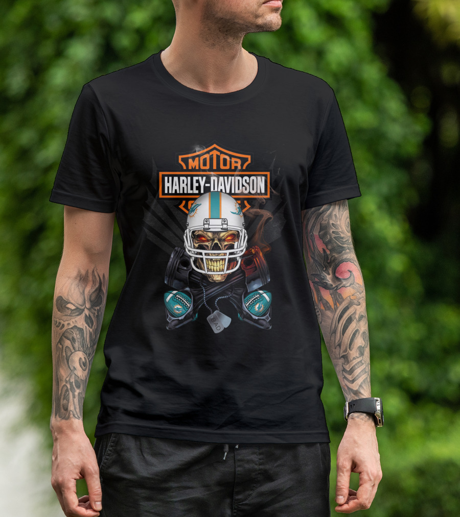 Motor Harley Davidson Miami Dolphins T-Shirt