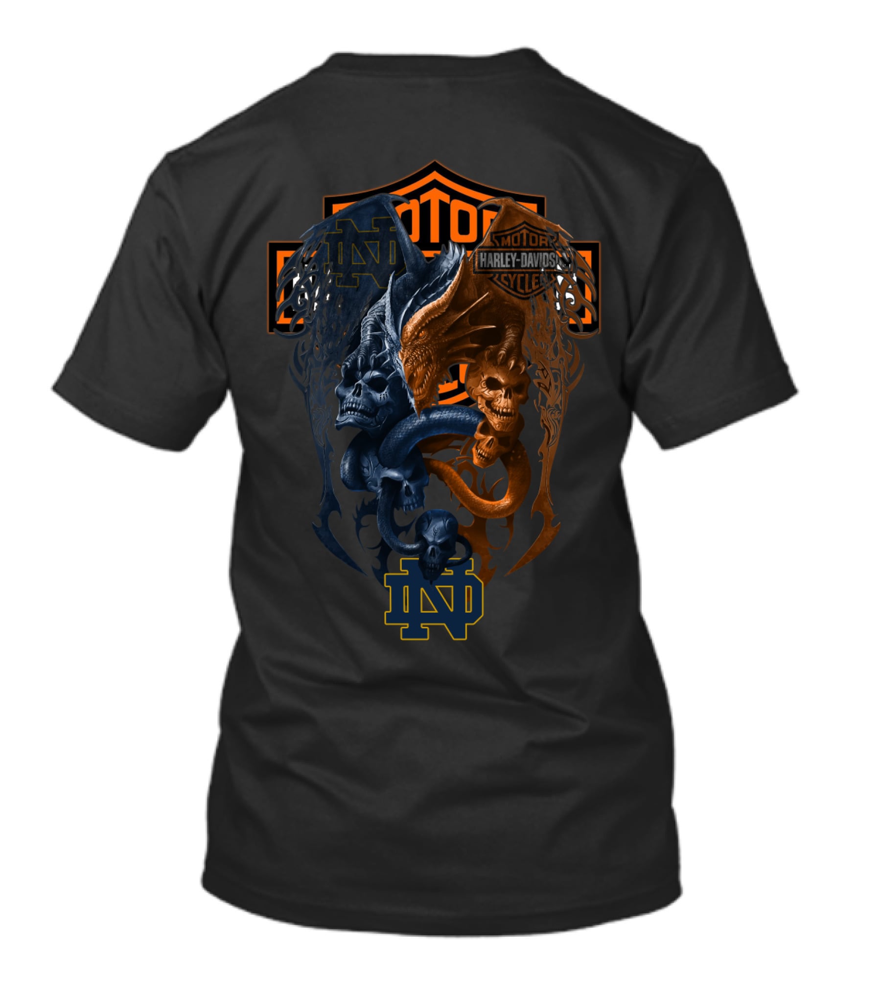 Ncaa Notre Dame Fighting Irish Harley Davidson Skull And Dragon T-Shirt