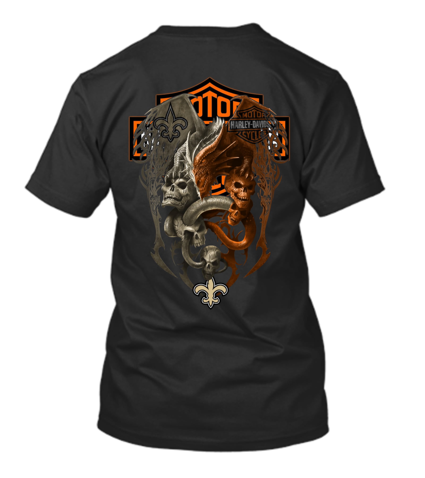 Harley Davidson Nfl New Orleans Saints Skulls Fleur-De-Lis T-Shirt
