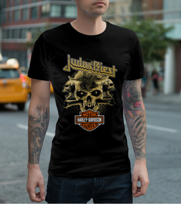 Judas Priest Harley Davidson Motorcycles Skulls T-Shirt