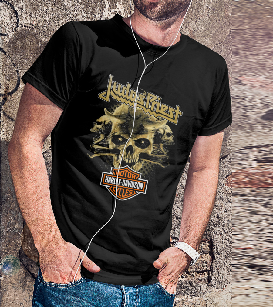 Judas Priest Harley Davidson Motorcycles Skulls T-Shirt
