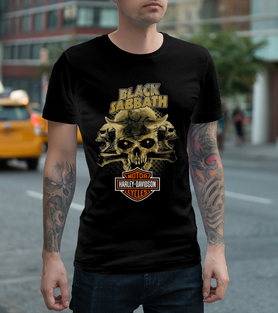 Black Sabbath Harley Davidson Motor Cycles Skull T-Shirt