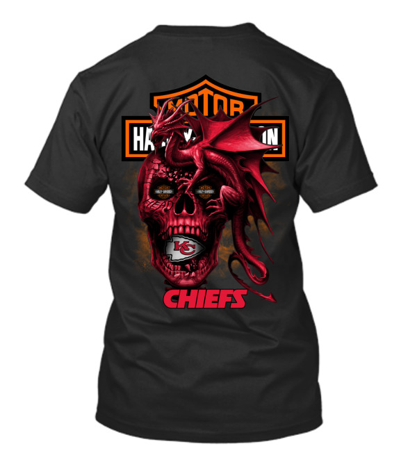 Motor Harley Davidson Kansas City Chiefs Dragon Skull T-Shirt