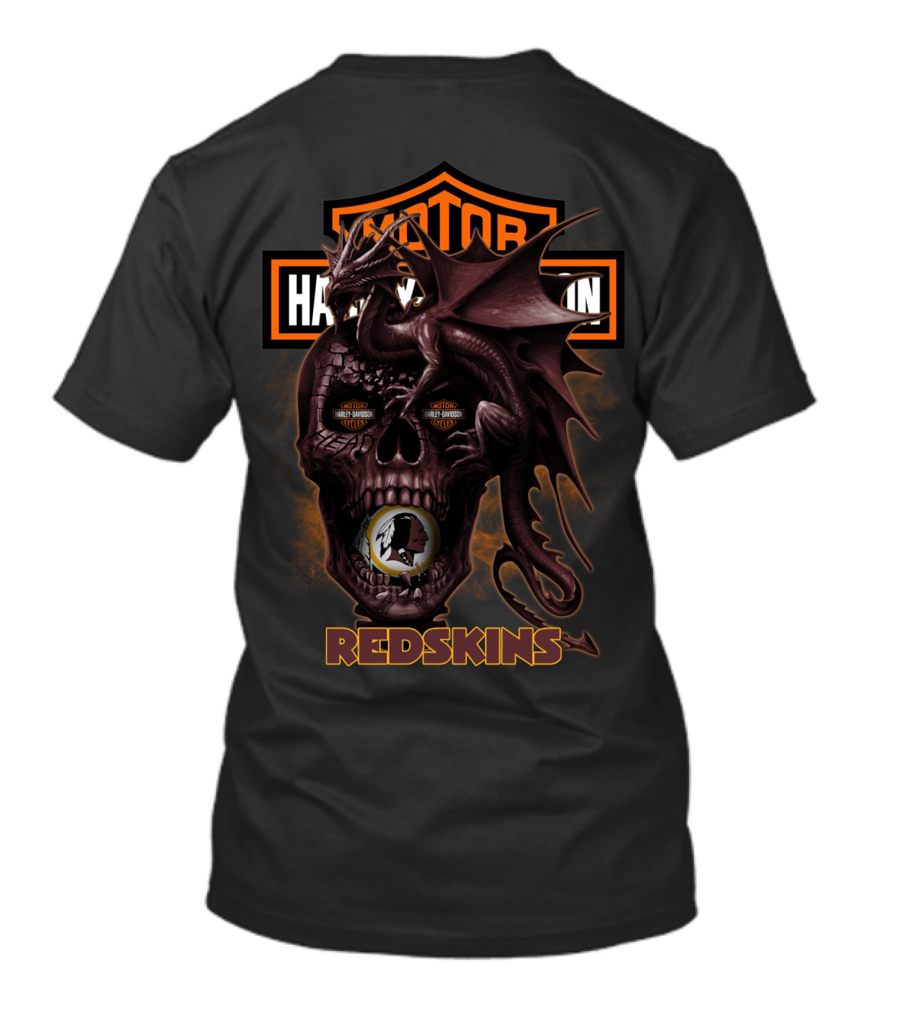 Harley Davidson Redskins Dragon Skull T-Shirt