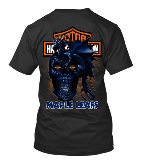 Toronto Maple Leafs Harley Davidson Dragon Skull T-Shirt