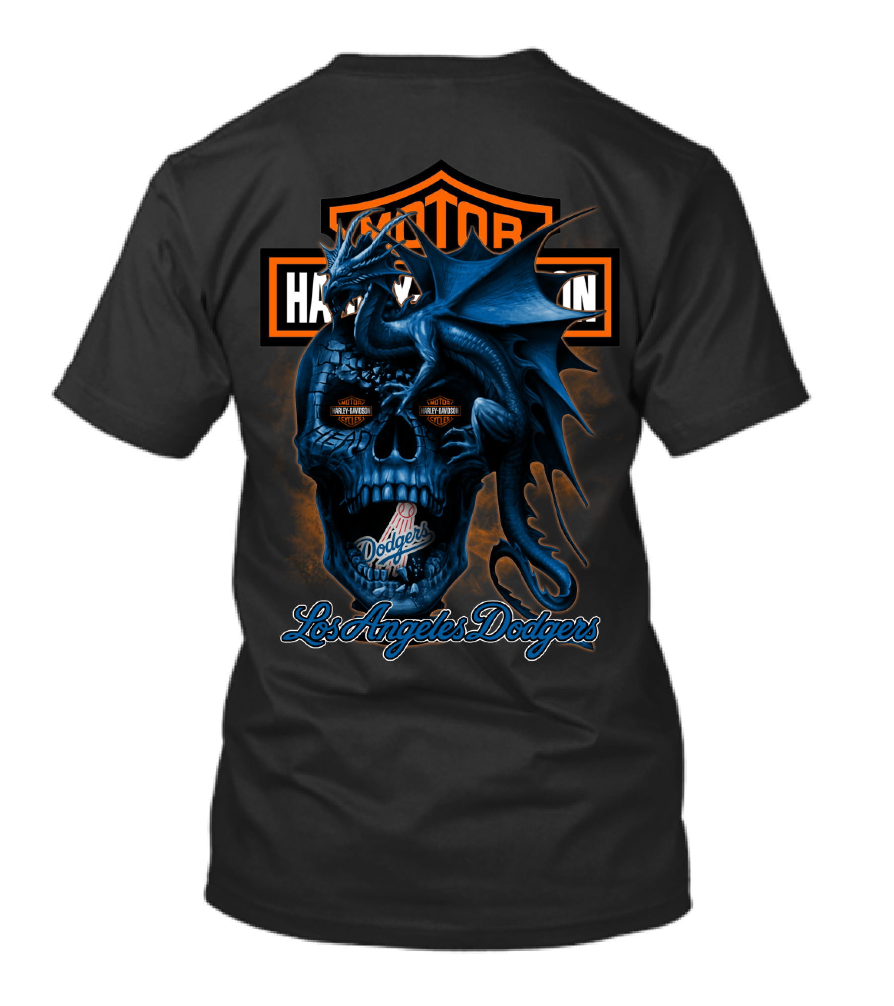 Harley Davidson Los Angeles Dodgers Skull Dragon T-Shirt