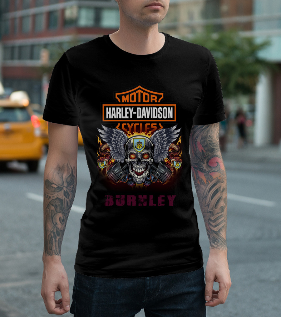 Harley Davidson Motor Cycles Winged Skull Burnley T-Shirt