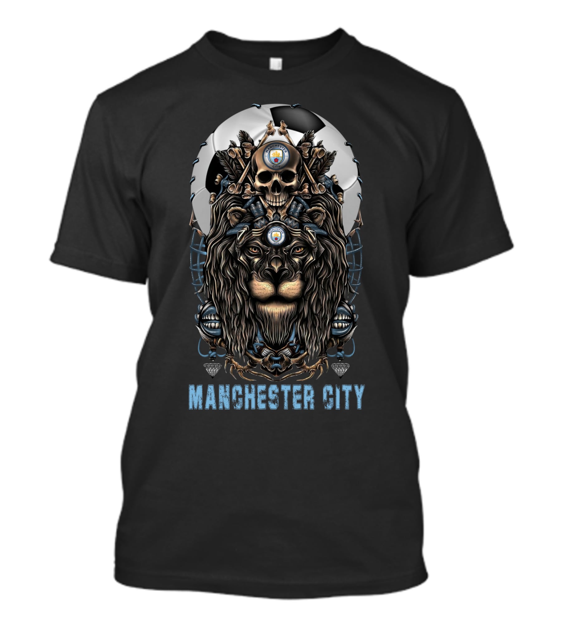 Manchester City 114 Nha Mc Lion Skull Soccer Ball Art T-Shirt