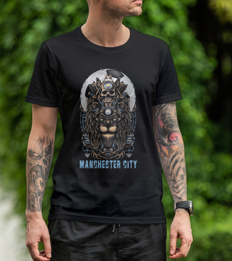 Manchester City 114 Nha Mc Lion Skull Soccer Ball Art T-Shirt