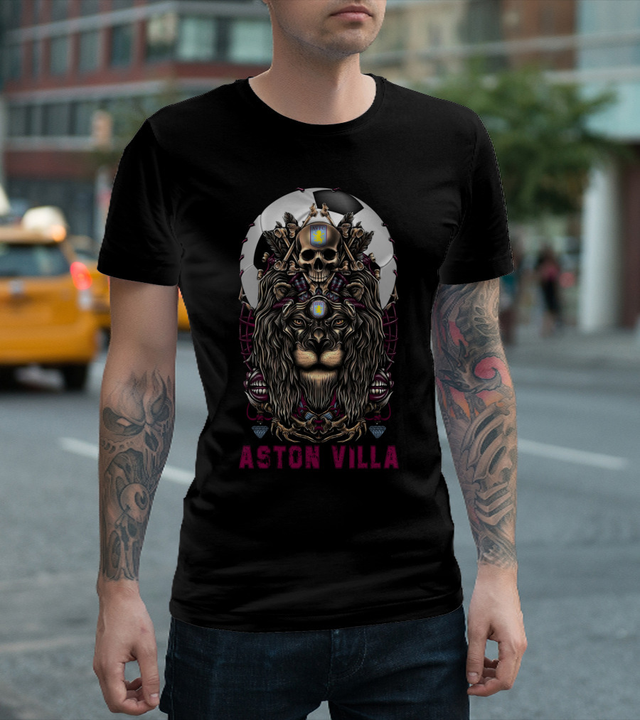 Aston Villa 114 Nha Av Lion And Skull Crest T-Shirt