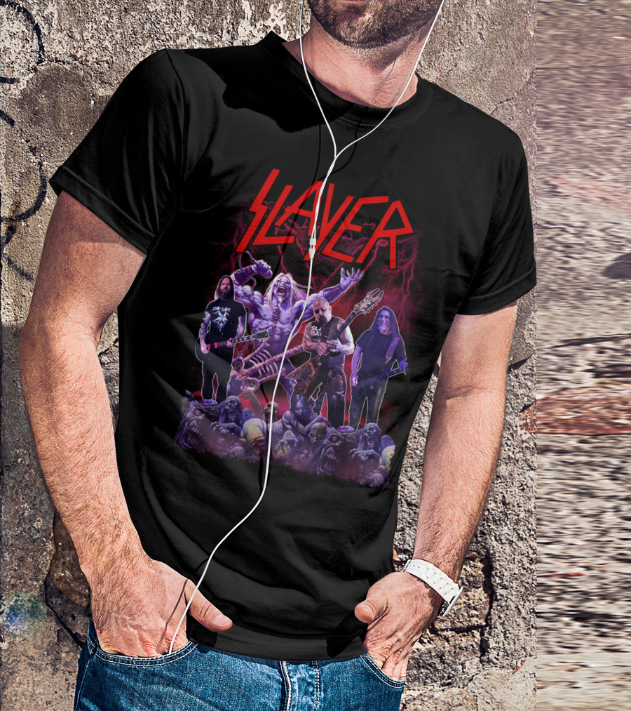 Slayer Band Graphic With Guitarists And Undead Creatures T-Shirt
