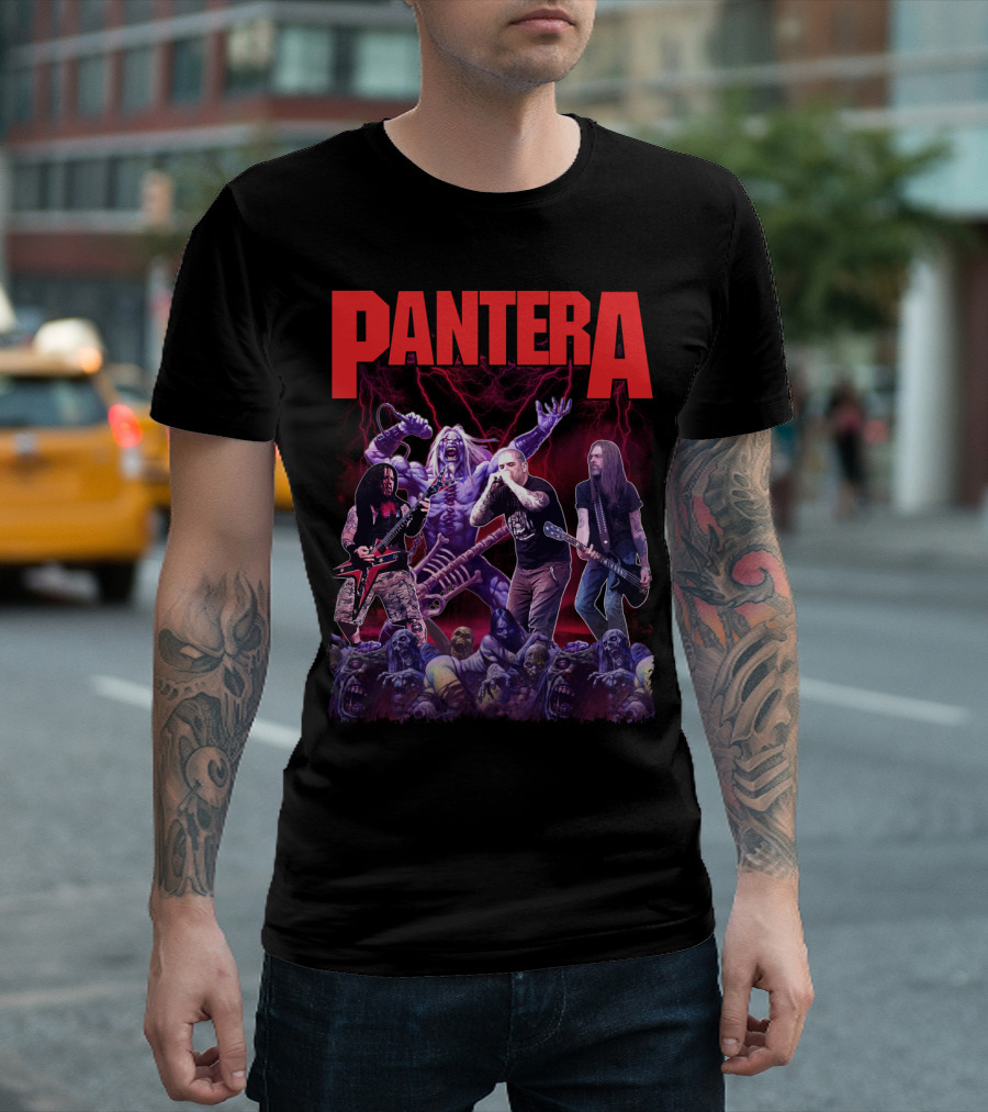 Pantera Live Electric Performance With Zombies And Purple Lightning T-Shirt