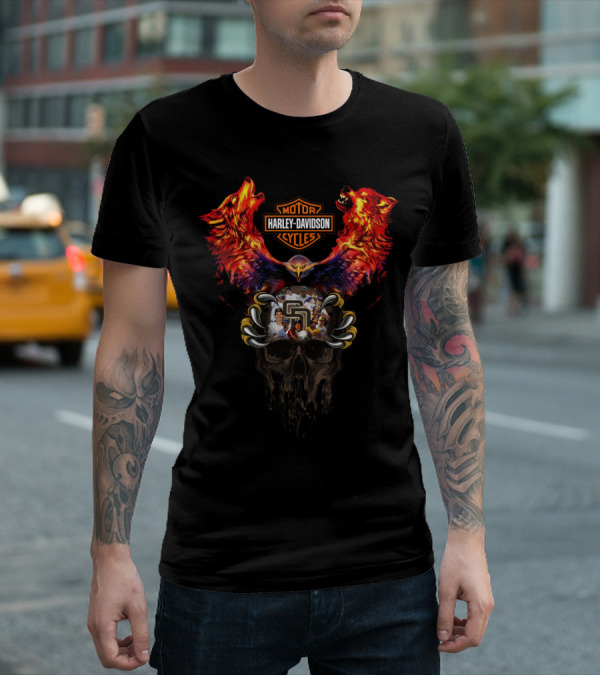 Harley Davidson Motor Cycles Mlb Sdp Sd Padres Skull T-Shirt